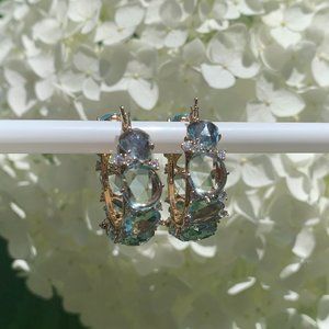Pomellato Lulu Blue Topaz Diamond Gold Hoop Earrings